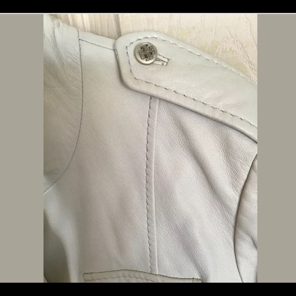 Tory Burch Cream Leather Military Style Jacket - Picture 6 of 7